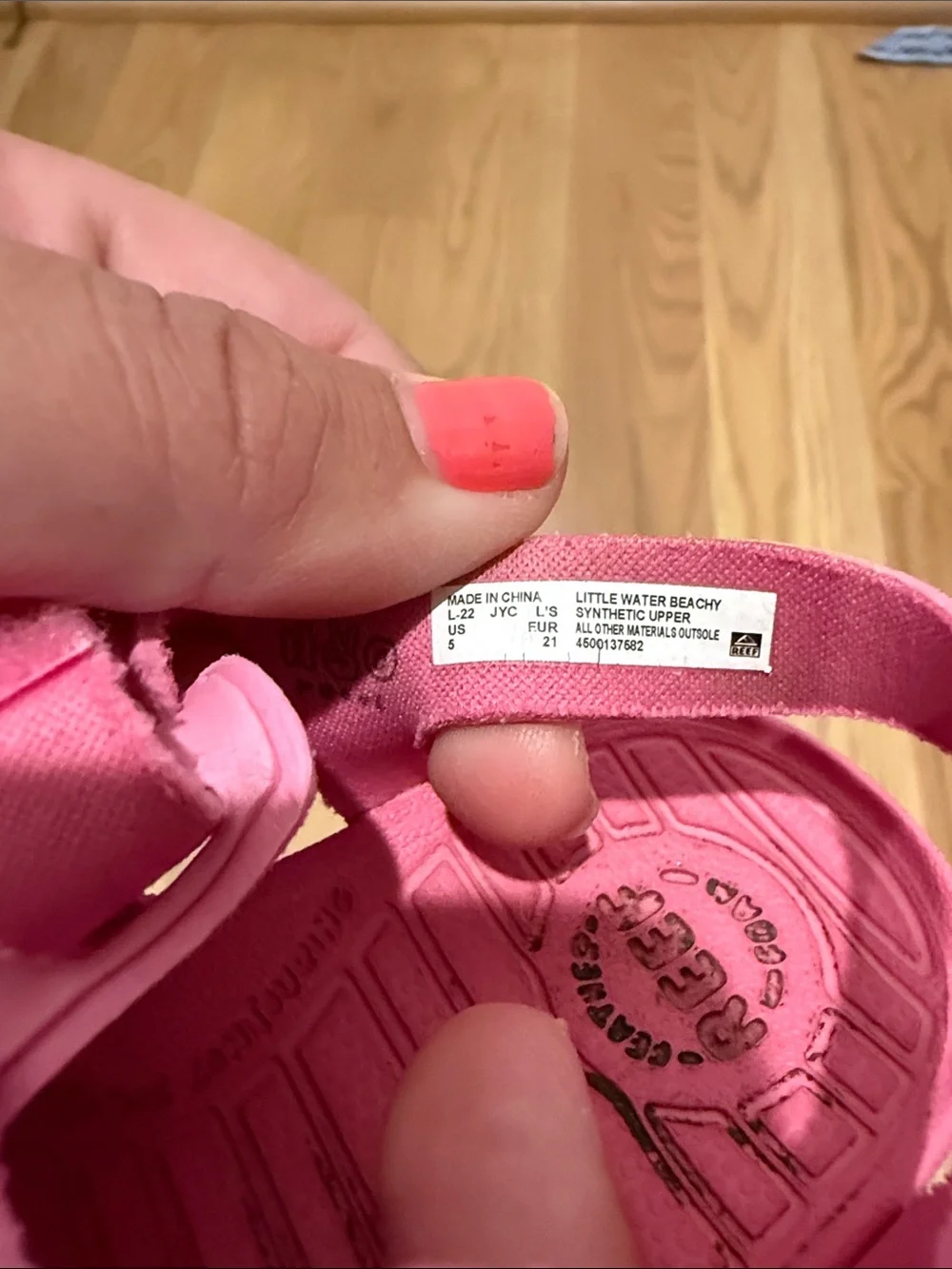 Reef Pink Closed-Toe Kids Sandals 5